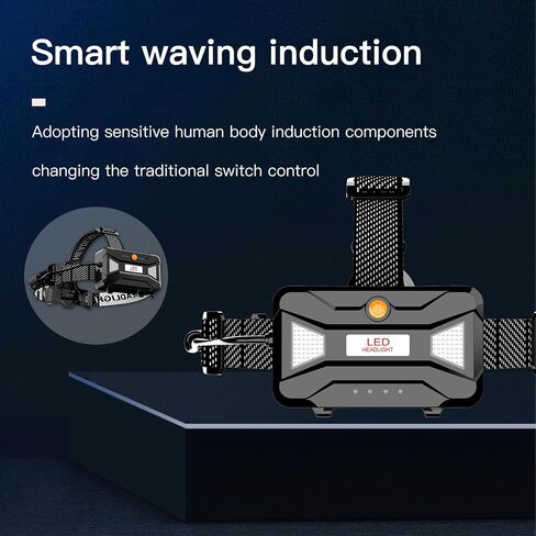 Portable Rechargeable Headlamp USB C with Six Lighting Modes & Magnetic Attachment: Waterproof Motion Sensor Head Lamp, Built for The Outdoors, and Headlamp Battery Powered in Saudi Arabia