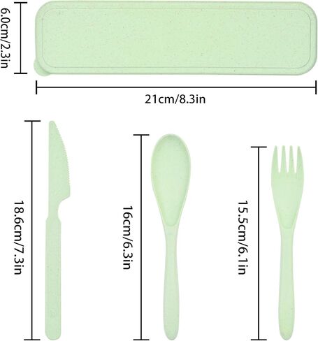4 Set Reusable Utensils Set with Case, Travel Utensils with Case, Reusable Plastic Spoons and Forks Sets for Lunch Box Accessories, Portable Cutlery Set for Kids Adults Picnic Camping Work Use in Saudi Arabia