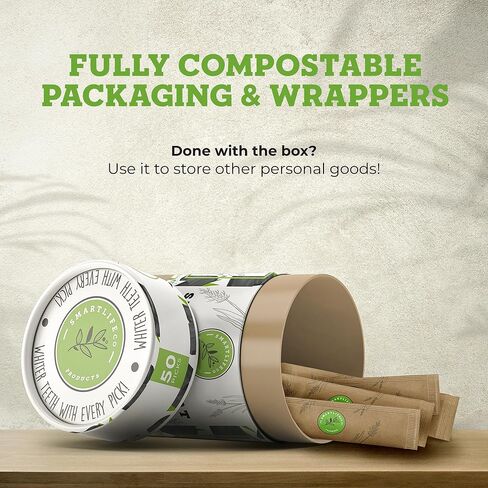 Individually Wrapped Dental Floss Picks - Biodegradable Plastic Free Flosser Handle & Packaging | Natural Toothpick Stick Soft On Gums & Teeth | Eco Friendly, Zero Waste, Organic | Unflavored, 50x in Kuwait