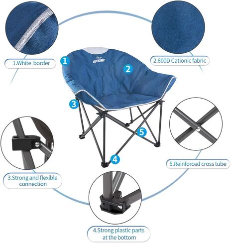 كرسي أريكة للعيش في الهواء الطلق، كرسي أريكة مبطن كبير الحجم مريح وقابل للطي للتخييم والمشي لمسافات طويلة وحقيبة حمل in Kuwait