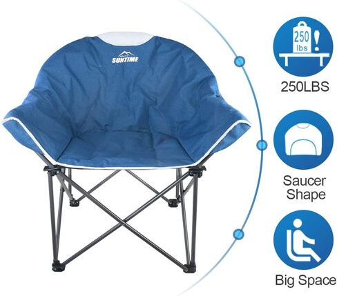 كرسي أريكة للعيش في الهواء الطلق، كرسي أريكة مبطن كبير الحجم مريح وقابل للطي للتخييم والمشي لمسافات طويلة وحقيبة حمل in Kuwait