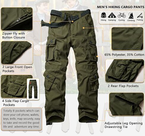 TRGPSG Men's Hiking Pants, Outdoor Ripstop Wild Cargo Pants, Multi-Pocket Army Camo Pants, Lightweight Casual Pants in Kuwait