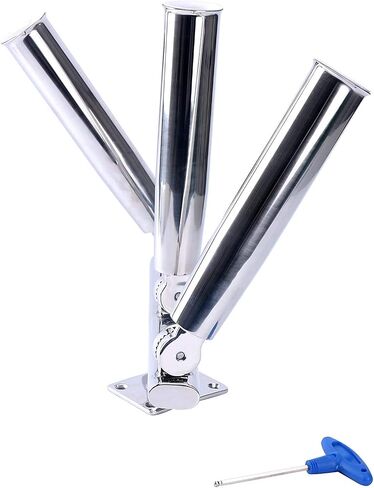 Amarine Made 3 أنبوب فضي مصقول للغاية من الفولاذ المقاوم للصدأ Trident Outrigger حامل قضيب أنيق - حامل قضيب ثلاثي، حامل لصيد الطائرات الورقية 3 قضبان in Saudi Arabia