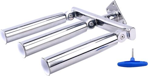 Amarine Made 3 أنبوب فضي مصقول للغاية من الفولاذ المقاوم للصدأ Trident Outrigger حامل قضيب أنيق - حامل قضيب ثلاثي، حامل لصيد الطائرات الورقية 3 قضبان in Saudi Arabia
