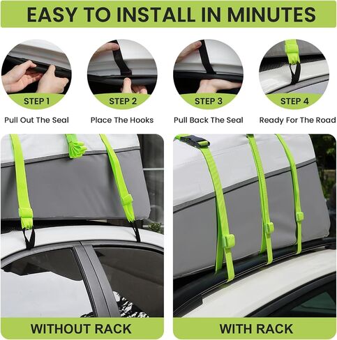 Sailnovo Car Roof Bag Cargo Carrier Upgrade Waterproof Cargo Roof Bag for All Vehicles with/Without Roof Rack with Tie-Down Strap,Anti-Slip Mat (Classic Gray-Green, 20 Cubic Feet) in Kuwait