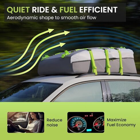 Sailnovo Car Roof Bag Cargo Carrier Upgrade Waterproof Cargo Roof Bag for All Vehicles with/Without Roof Rack with Tie-Down Strap,Anti-Slip Mat (Classic Gray-Green, 20 Cubic Feet) in Kuwait