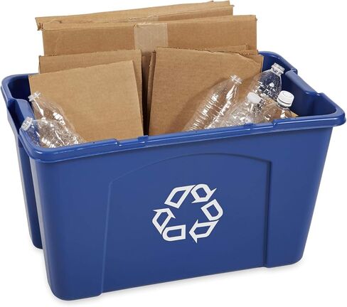 Rubbermaid Commercial Products Recycling Bin/Box, 14-Gallon, Blue Stackable Storage Container for Paper/Packaging in Garage/Home/Office/School, Pack of 6 in Kuwait