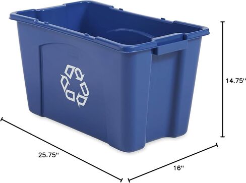 Rubbermaid Commercial Products Recycling Bin/Box, 14-Gallon, Blue Stackable Storage Container for Paper/Packaging in Garage/Home/Office/School, Pack of 6 in Kuwait