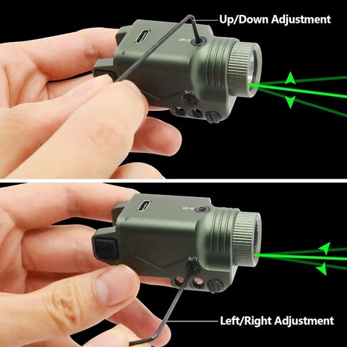 Gun Laser Sight Flashlight Combo，Green Laser with Tactical 600 Lumen Flashlight, USB Rechargeable,Compact Rail Mount for Handgun Picatinny Rail (Green Laser) in Saudi Arabia