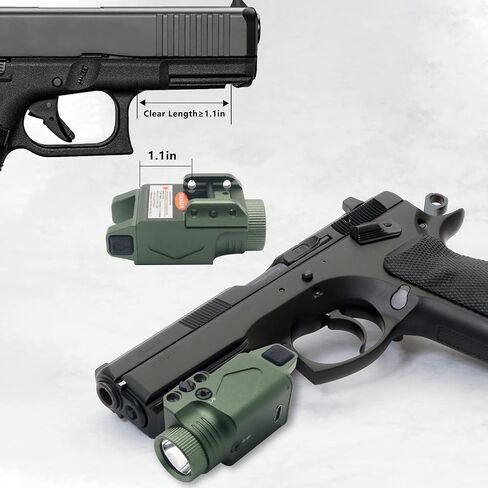Gun Laser Sight Flashlight Combo，Green Laser with Tactical 600 Lumen Flashlight, USB Rechargeable,Compact Rail Mount for Handgun Picatinny Rail (Green Laser) in Saudi Arabia