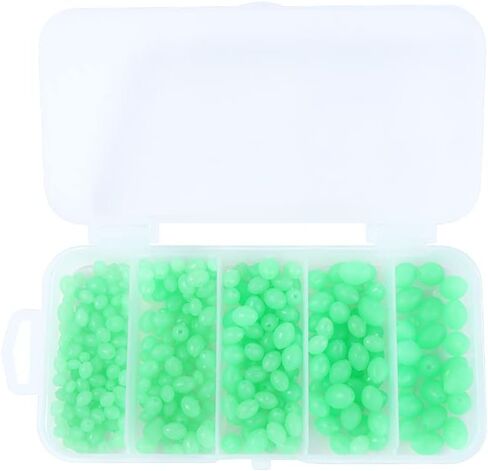 375 PCS Fishing Beads, Luminous Glowing Beads Multi Size Oval Round Shaped Glow Eggs Fishing Baits Floating Tools Fishing Tackles for Fishing(Green) in Saudi Arabia