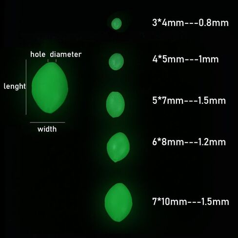 375 PCS Fishing Beads, Luminous Glowing Beads Multi Size Oval Round Shaped Glow Eggs Fishing Baits Floating Tools Fishing Tackles for Fishing(Green) in Saudi Arabia