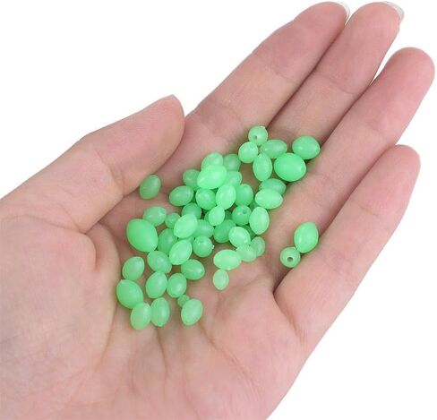 375 PCS Fishing Beads, Luminous Glowing Beads Multi Size Oval Round Shaped Glow Eggs Fishing Baits Floating Tools Fishing Tackles for Fishing(Green) in Saudi Arabia