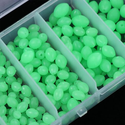 375 PCS Fishing Beads, Luminous Glowing Beads Multi Size Oval Round Shaped Glow Eggs Fishing Baits Floating Tools Fishing Tackles for Fishing(Green) in Saudi Arabia