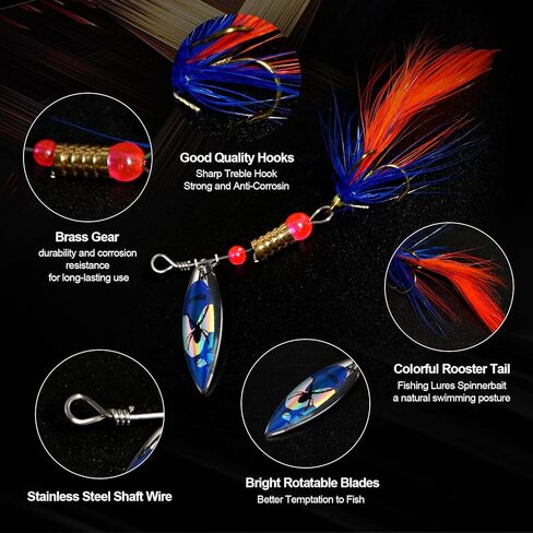 سمك السلمون المرقط السحر الصيد الدوار الطعوم عدة سوط الذيل مقاومة للتآكل النحاس الجسم 10 قطعة صندوق معالجة in Kuwait