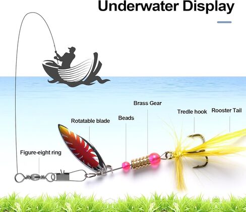 سمك السلمون المرقط السحر الصيد الدوار الطعوم عدة سوط الذيل مقاومة للتآكل النحاس الجسم 10 قطعة صندوق معالجة in Kuwait