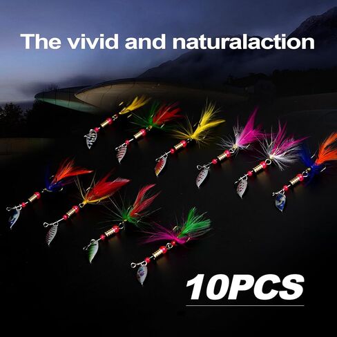 سمك السلمون المرقط السحر الصيد الدوار الطعوم عدة سوط الذيل مقاومة للتآكل النحاس الجسم 10 قطعة صندوق معالجة in Kuwait