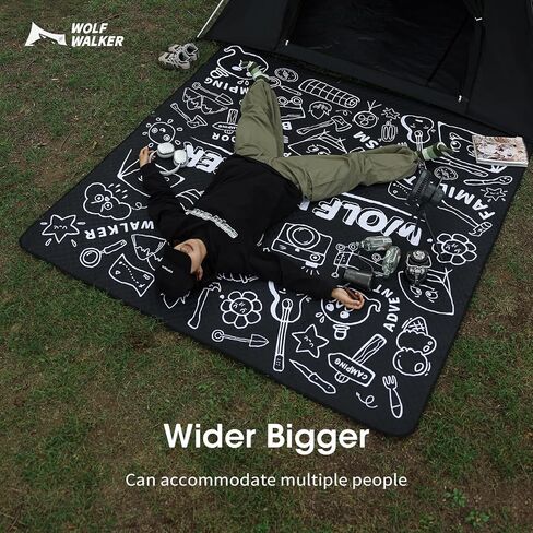 WOLF WALKER Outdoor Picnic Blanket Foldable Waterproof Beach Mat Extra Large Portable Beach Blankets Camping Blanket Machine Washable Outdoor Blanket in Kuwait