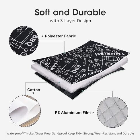 WOLF WALKER Outdoor Picnic Blanket Foldable Waterproof Beach Mat Extra Large Portable Beach Blankets Camping Blanket Machine Washable Outdoor Blanket in Kuwait