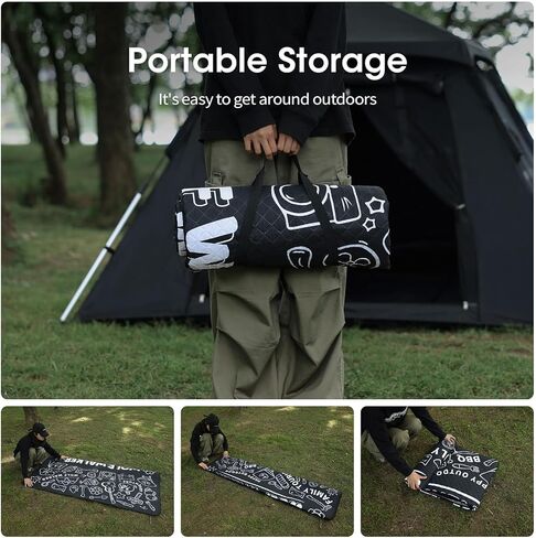 WOLF WALKER Outdoor Picnic Blanket Foldable Waterproof Beach Mat Extra Large Portable Beach Blankets Camping Blanket Machine Washable Outdoor Blanket in Kuwait