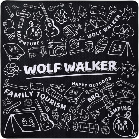 WOLF WALKER Outdoor Picnic Blanket Foldable Waterproof Beach Mat Extra Large Portable Beach Blankets Camping Blanket Machine Washable Outdoor Blanket in Kuwait