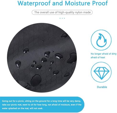 Outdoor Portable Picnic Blankets Beach Blanket Waterproof Camping Mat, Sand Free & Lightweight, Excellent for Travel | 59x70 inch, Black in Saudi Arabia
