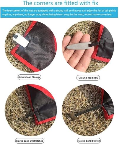 Outdoor Portable Picnic Blankets Beach Blanket Waterproof Camping Mat, Sand Free & Lightweight, Excellent for Travel | 59x70 inch, Black in Saudi Arabia