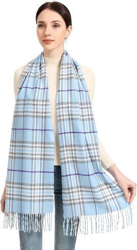 Velurie Cashmere Feel Unisex Scarf Elegant and Classic Design Shawl Wrap for Women and Men (Black/White) in Kuwait