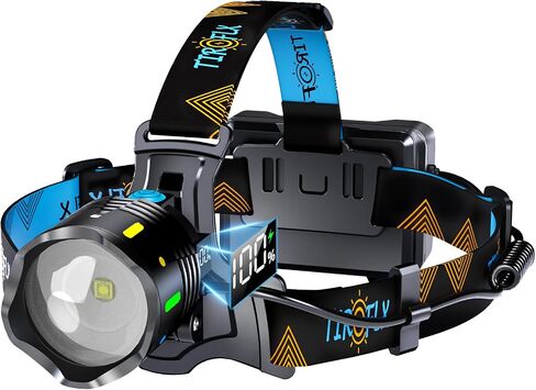Brightest 160,000LM 10 Kind Modes Headlamp Red Blue Warning & Energy Saving, 90H Battery Standby & Zoom LED Head Lamp, IP68 Waterproof & 90°Adjustable Head light for Outdoor Camping Hiking Hunting in Saudi Arabia