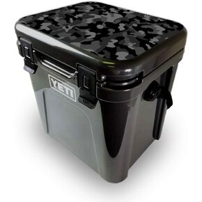 MightySkins Skin Compatible with Yeti Roadie 24 Hard Cooler LID ONLY - Black Camo | Protective Viny wrap | Easy to Apply and Change Style | Made in The USA