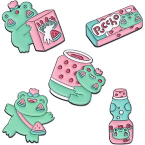 Snappy Frog Enamel Pins Set,Cute Animal Enamel Brooch Pins for Women Men Kids Cartoon Mushroom Enamel Lapel Pins Badges for Clothes Jackets Jackets