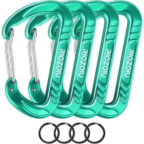 Carabiner Clips, 12KN (2697lbs) Heavy Duty, 4pcs Hook rings, Caribeaners for Hiking, Outdoor, Keychain, Camping, Dog Leash and Harness, ect.
