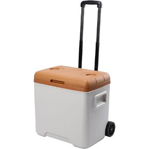 25 Qt Cooler with Wheels, Ice Chests Portable Camping Cooler-2 Cup Holders, 5 Inch Wheels & Retractable Handle for Car Fridge for RV, Truck, Van, Camping, Travel, Outdoor(30L)