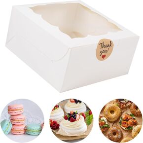 AISEY 4x4x2.5 Inches White Bakery Boxes with Window, Cookie Boxes, Mini Cake Boxes, Dessert, Pastry, Small Treat Boxes, 20 Pcs