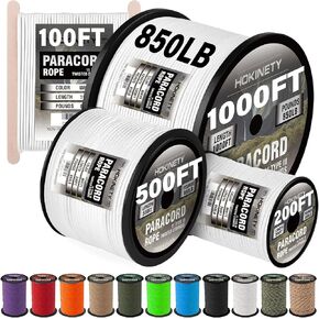 Paracord Rope 850 lb - 100ft 4MM Strong Heavy-Duty Parachute Spool para Cord Lanyard for Crafting, Tent, Camping, Clothes line, Hiking, Fishing, Survival Bracelet - White