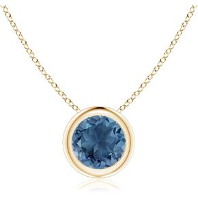 ANGARA Natural London Blue Topaz Solitaire Pendant Necklace for Women, Girls in Sterling Silver Chain (Grade-AA|Size-5mm) | December Birthstone | Jewelry Gift for Her | Wedding | Anniversary