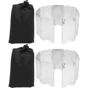 2Pcs Outdoor Stove Folding Windscreen Aluminium Alloy Camping Wind Board 9 Plates Cooker Wind Screen