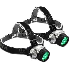 2 Pack - 21 Bulb Green Headlamp - High Powered LED Bulbs - Green Light for Grow Room and Garden