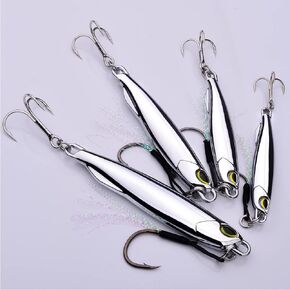 OriGlam 5pcs Sea Fishing Lure Jigging Spoons, Metal Sea Fishing Spinner Lure Fishing Tackle Set, Jigging Lures Metal Jigs Jigs Spoon Jig Lures for Sea Bass Tuna Pike Salmon Trout
