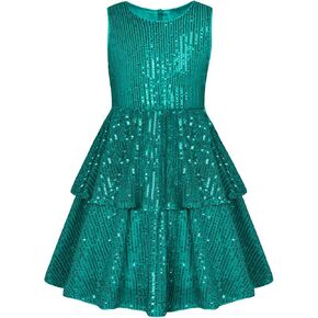 Danna Belle Girls Sequin Dress Sleeveless Party Birthday Dual-Layer Dresses 6-14