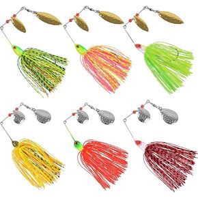 Spinner Baits Bass Fishing Lures Kit, 6/12pcs Metal Jig Hard Spinnerbait Buzzbait Kit Spinner Jig Lures for Bass Trout Salmon Walleye Freshwater Saltwater Fishing