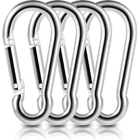 4PCs Carabiner Clip Spring Snap Hook, Stainless Carbineers Keychain Clip, Heavy Duty Locking Carabiner, Snap Hook for Gym Equipment, Outdoor Shade Sails, Dog Leash, Yoga, Camping, Hammock Swing