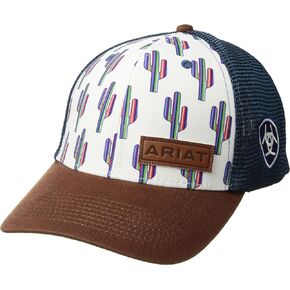 ARIAT Women's Serape Cactus Mesh Snap Cap, White/Blue, One Size