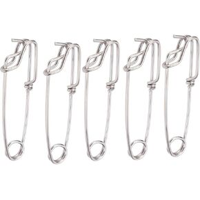 5PCS Tuna Clips, Sea Fishing Long Line Clips Snap Swivel Connectors Spring Loaded Closed Eye Hanging Buckle Quick Pin Tool(2.0 * 80MM)