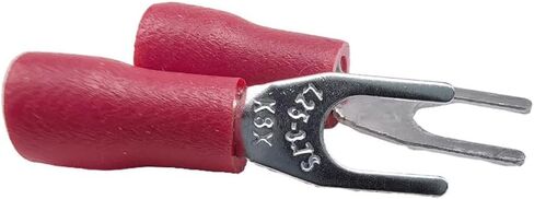 100pcs Red Insulated Fork Spade Lugs U-Type Wire Connector Electrical Cable Crimp Terminals 22-16AWG (SV 1.25-3.2#4) in Kuwait