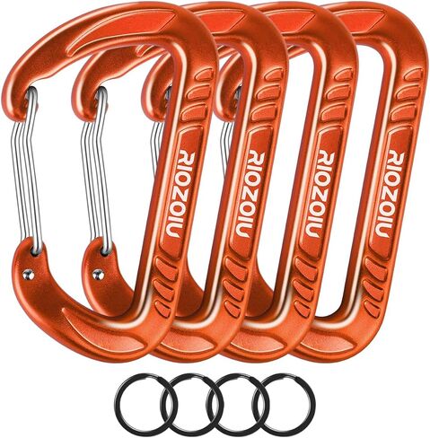 Carabiner Clips, 12KN (2697lbs) Heavy Duty, 4pcs Hook rings, Caribeaners for Hiking, Outdoor, Keychain, Camping, Dog Leash and Harness, ect. in Saudi Arabia