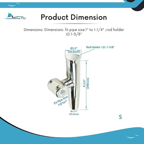 MARINE CITY 304 Stainless Steel Clamp-on Adjustable Fishing Rod Holder - Fits 1 to 7/8 Inch Rails - Ideal for Marines, Boats, Ships, Yachts (4 Pcs) in Saudi Arabia
