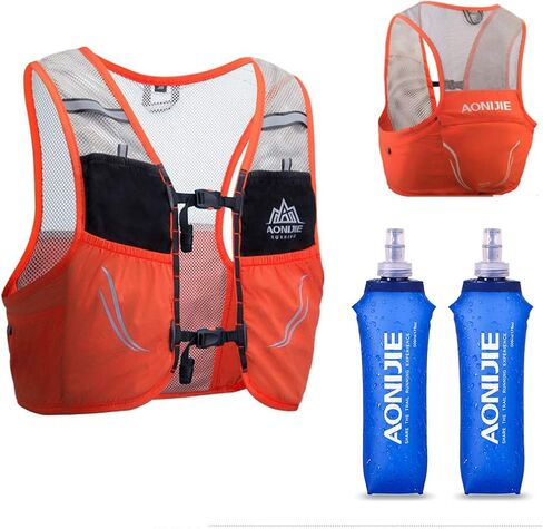 Lovtour Hydration Race Vest,2.5L Running Vest Lightweight Pack with 2 Soft Water Bottles Bladder for Marathoner Running Race Cycling Hiking Camping Biking (Orange, S-M) in Kuwait