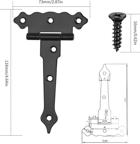 8 Pcs T-Strap Gate Hinges, Heavy Duty T Tee Shed Door Hinges, Barn Door Hardware Hinges for Wooden Fences, Yard Door, Barn Door Gates, Shed Door Gate, Heavy Dut T-Strap Hinges - 4 inch in Kuwait