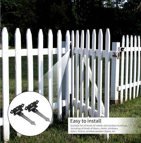 8 Pcs T-Strap Gate Hinges, Heavy Duty T Tee Shed Door Hinges, Barn Door Hardware Hinges for Wooden Fences, Yard Door, Barn Door Gates, Shed Door Gate, Heavy Dut T-Strap Hinges - 4 inch in Kuwait